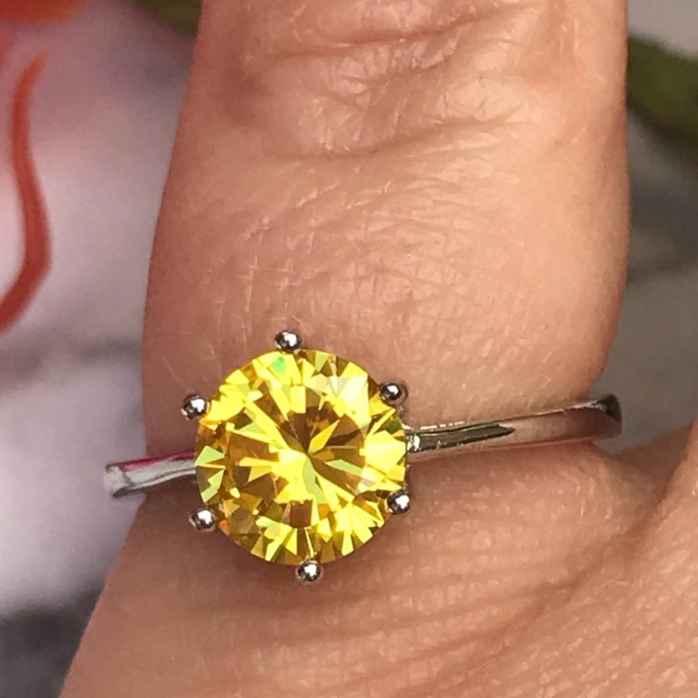 Sterling Silver Solitaire Ring With Lab Created C… - image 8